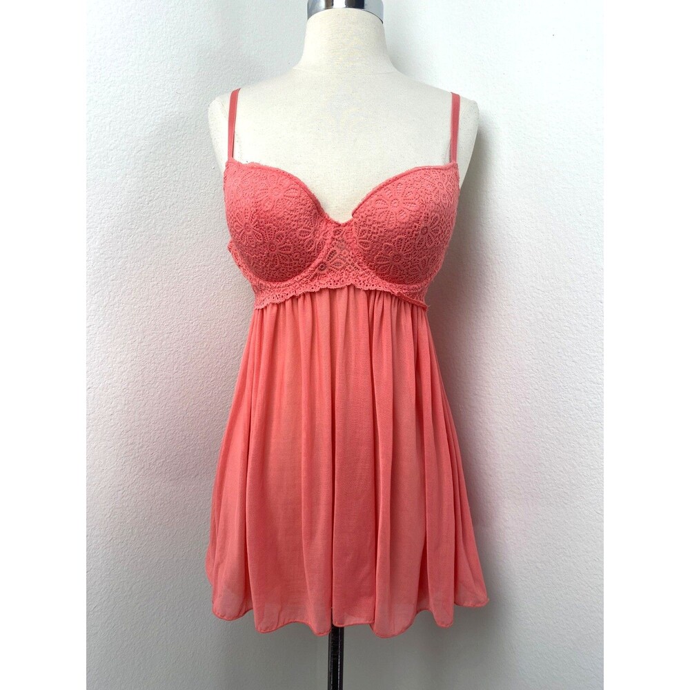 Coral Intimates Babydoll Sheer Lacy Camisole Lingerie Large Padded Bra Sexy Play